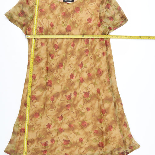 Michael B. Petites Women’s Beige Floral Shift Dress Size 12 Petite