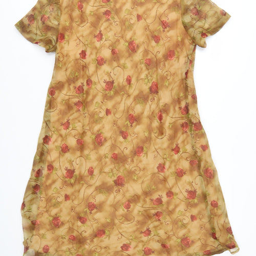 Michael B. Petites Women’s Beige Floral Shift Dress Size 12 Petite