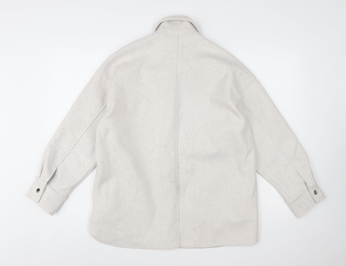 ZARA Women Beige Relaxed Shacket Jacket Size 10 Classic Style