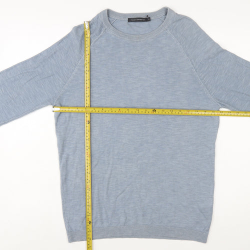 French Connection Men's Blue Cotton Linen Pullover Jumper Size S