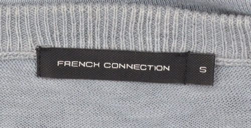 French Connection Men's Blue Cotton Linen Pullover Jumper Size S