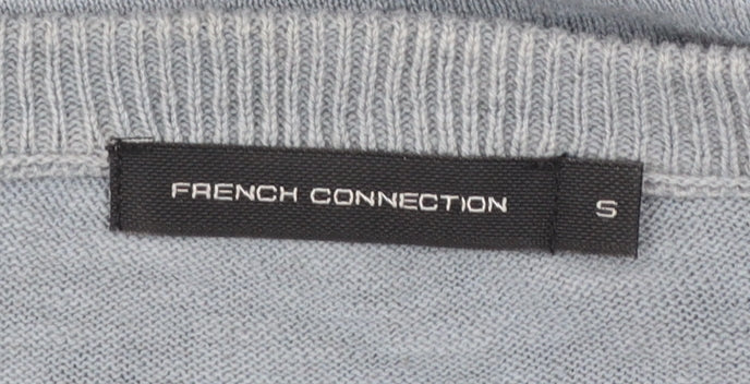 French Connection Men's Blue Cotton Linen Pullover Jumper Size S