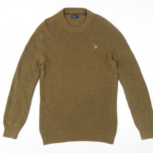 GANT Men's Green M Crew Neck Cotton Chunky-Knit Jumper