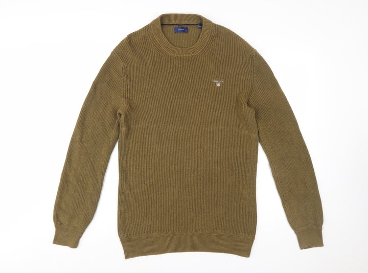 GANT Men's Green M Crew Neck Cotton Chunky-Knit Jumper