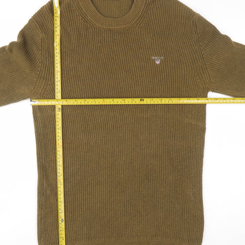 GANT Men's Green M Crew Neck Cotton Chunky-Knit Jumper