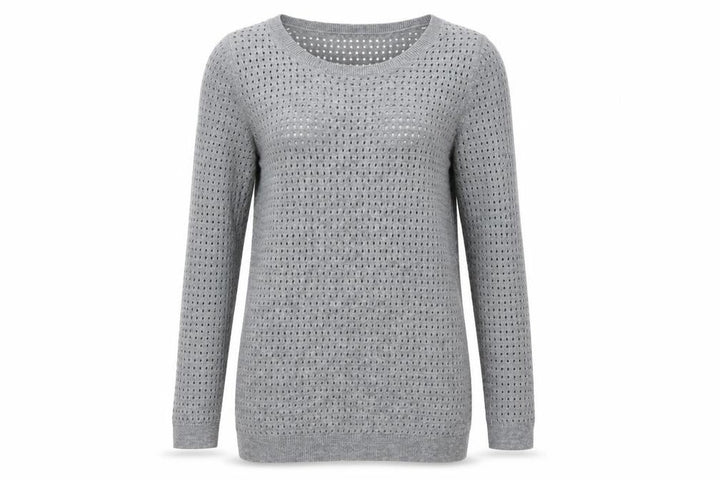 Gap Women Grey Knit Jumper Medium Wool Blend Round Neck 3/4 Sleeve