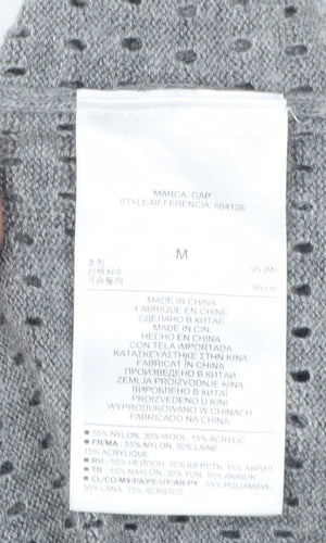 GAP Women Grey Knit Jumper Medium Wool Blend Round Neck 3/4 Sleeve