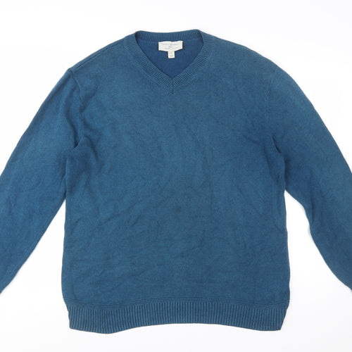 Seasalt Cornwall Men's Blue Organic Cotton V-Neck Jumper Size L