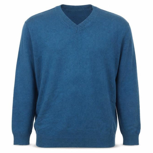 Seasalt Cornwall Men's Blue Organic Cotton V-Neck Jumper Size L