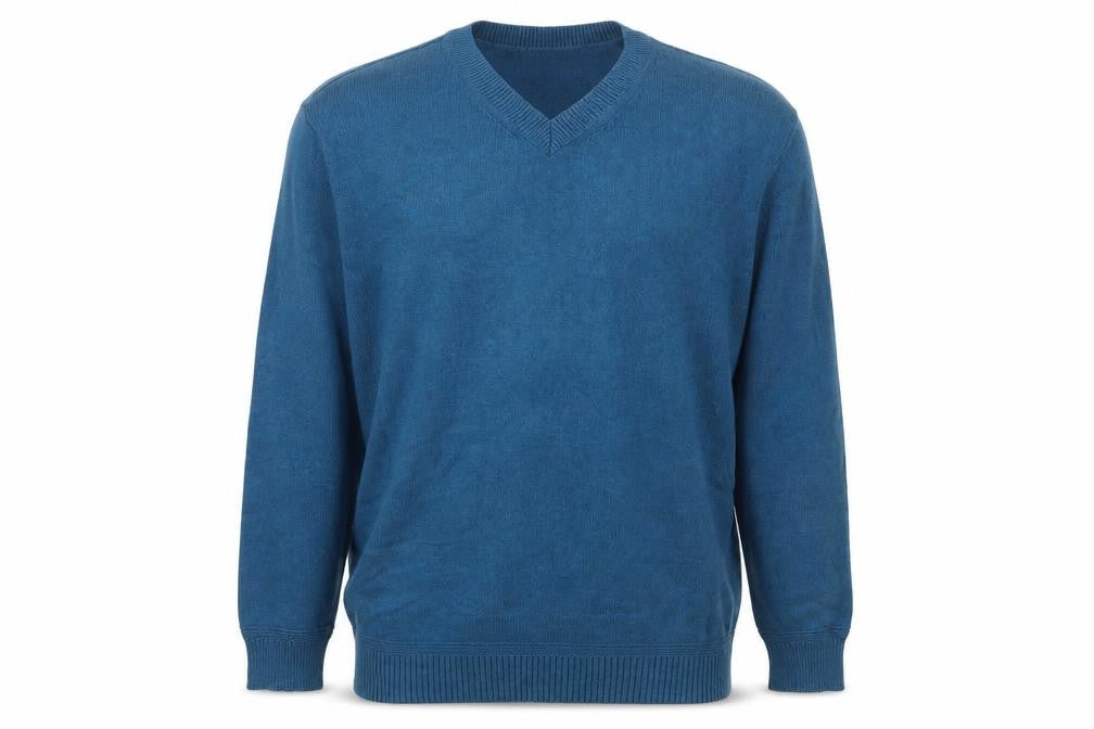 Seasalt Cornwall Men's Blue Organic Cotton V-Neck Jumper Size L