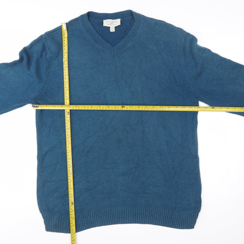 Seasalt Cornwall Men's Blue Organic Cotton V-Neck Jumper Size L