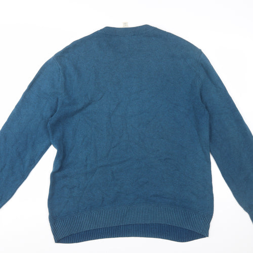 Seasalt Cornwall Men's Blue Organic Cotton V-Neck Jumper Size L