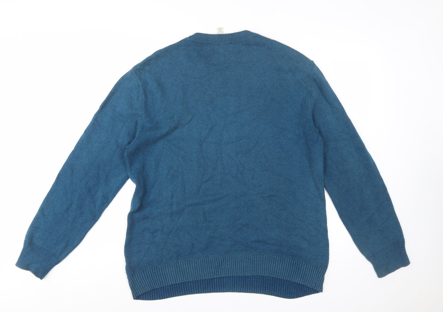 Seasalt Cornwall Men's Blue Organic Cotton V-Neck Jumper Size L