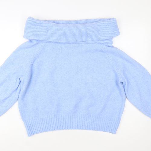 H&M Womens Blue Cowl Neck Knit Jumper Size 12