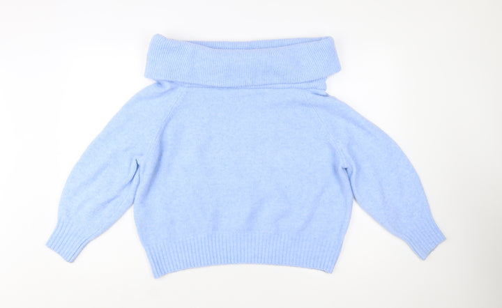H&M Womens Blue Cowl Neck Knit Jumper Size 12