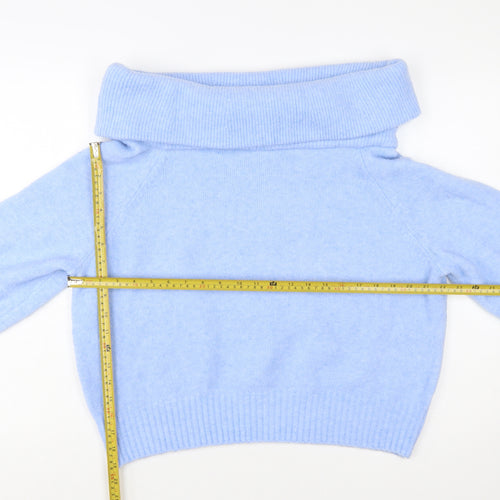 H&M Womens Blue Cowl Neck Knit Jumper Size 12