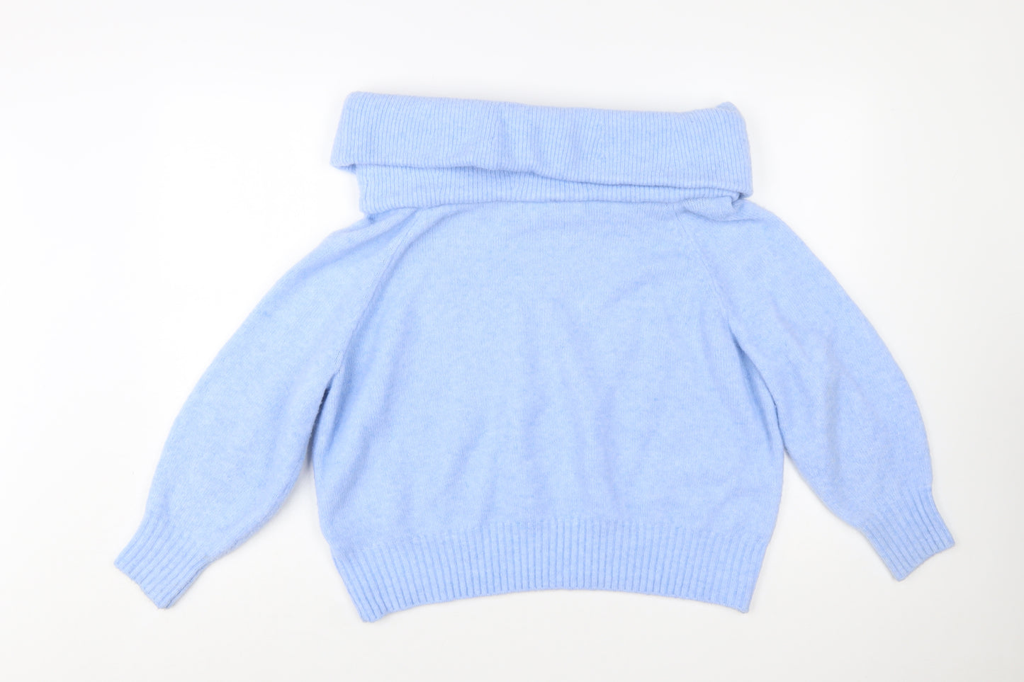 H&M Womens Blue Cowl Neck Knit Jumper Size 12