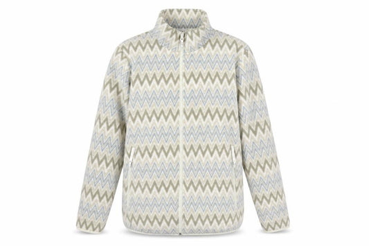 Front view of Damart Men Beige Geometric Fleece Zip Jacket, size 44, Regular