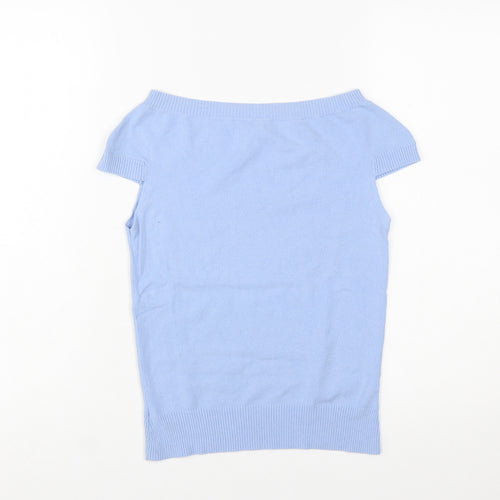 Ted Baker Women's Blue Short Sleeve Boat Neck Pullover Jumper Size 10