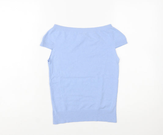 Ted Baker Women's Blue Short Sleeve Boat Neck Pullover Jumper Size 10