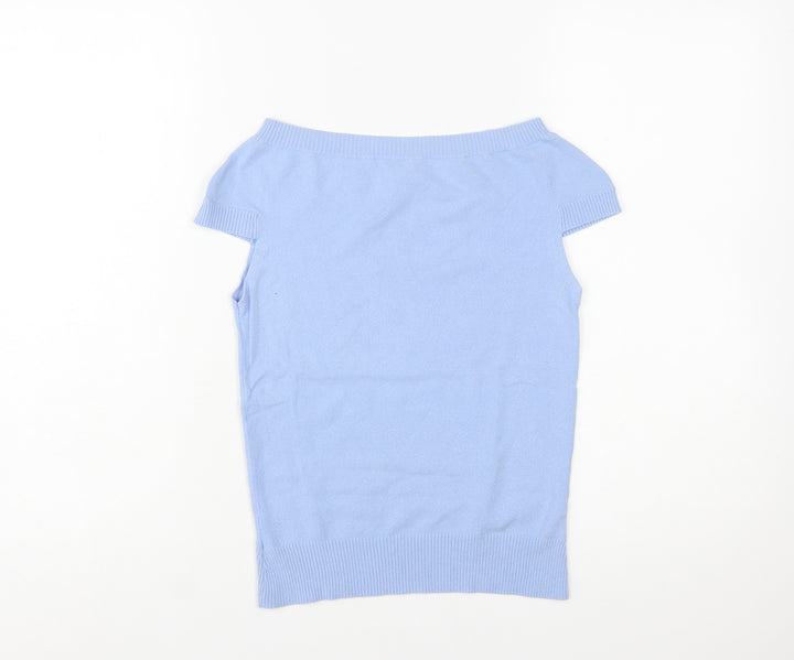 Ted Baker Women's Blue Short Sleeve Boat Neck Pullover Jumper Size 10