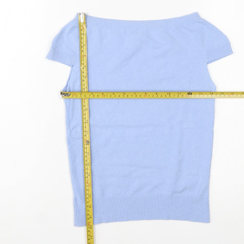 Ted Baker Women's Blue Short Sleeve Boat Neck Pullover Jumper Size 10