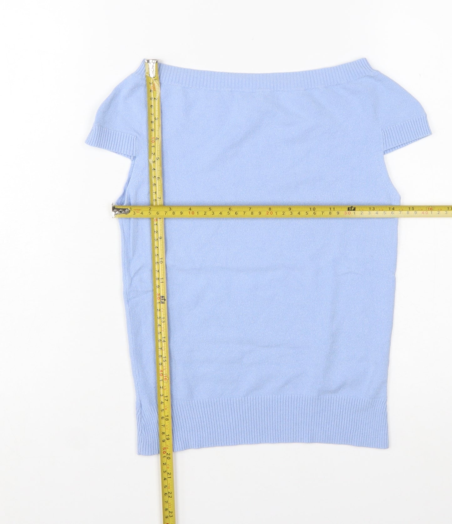 Ted Baker Women's Blue Short Sleeve Boat Neck Pullover Jumper Size 10