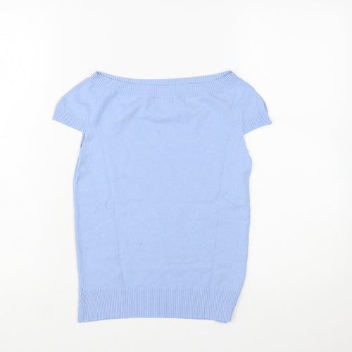 Ted Baker Women's Blue Short Sleeve Boat Neck Pullover Jumper Size 10