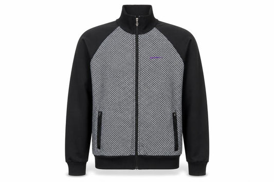 Front view of Ben Sherman men’s black grey full zip sweatshirt l classic fit