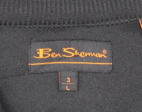 Ben Sherman Mens Black Grey Full Zip Sweatshirt L Classic Fit