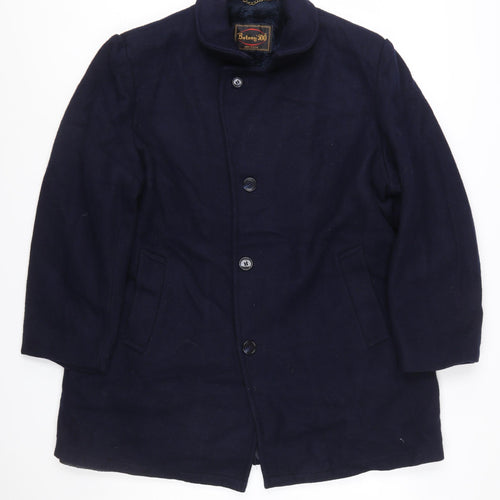 Botany 500 Men's Navy Blue Wool Overcoat Size 46 Regular Classic