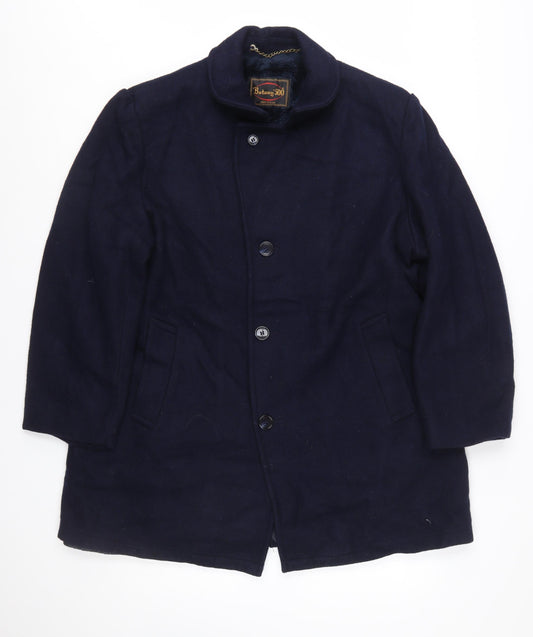 Botany 500 Men's Navy Blue Wool Overcoat Size 46 Regular Classic