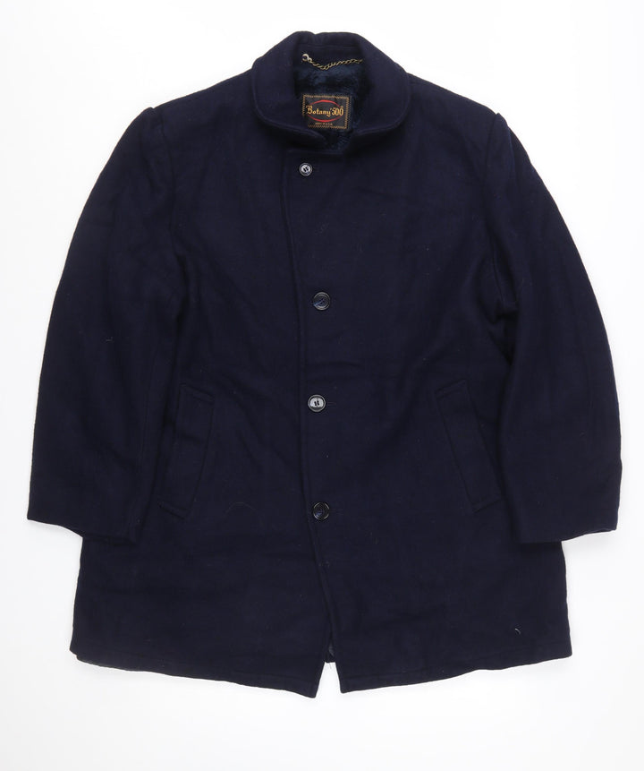 Botany 500 Men's Navy Blue Wool Overcoat Size 46 Regular Classic
