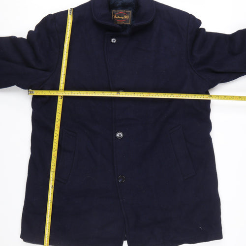 Botany 500 Men's Navy Blue Wool Overcoat Size 46 Regular Classic