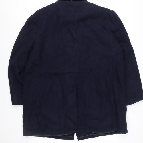 Botany 500 Men's Navy Blue Wool Overcoat Size 46 Regular Classic