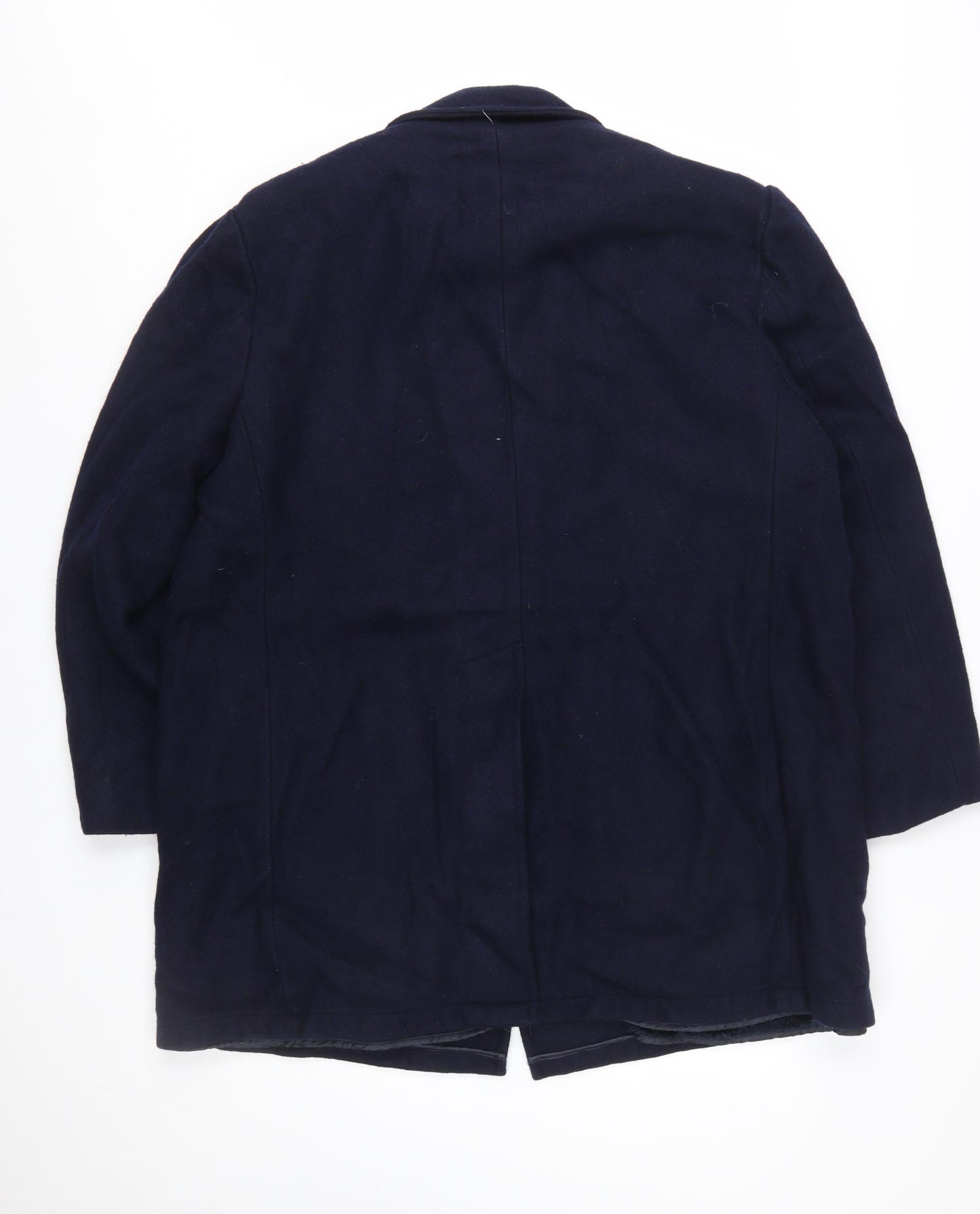 Botany 500 Men's Navy Blue Wool Overcoat Size 46 Regular Classic