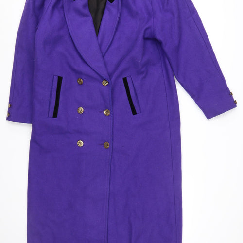 Emblem Women’s Purple Wool Blend Long Double Breasted Overcoat Size 10