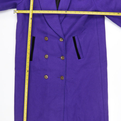 Emblem Women’s Purple Wool Blend Long Double Breasted Overcoat Size 10