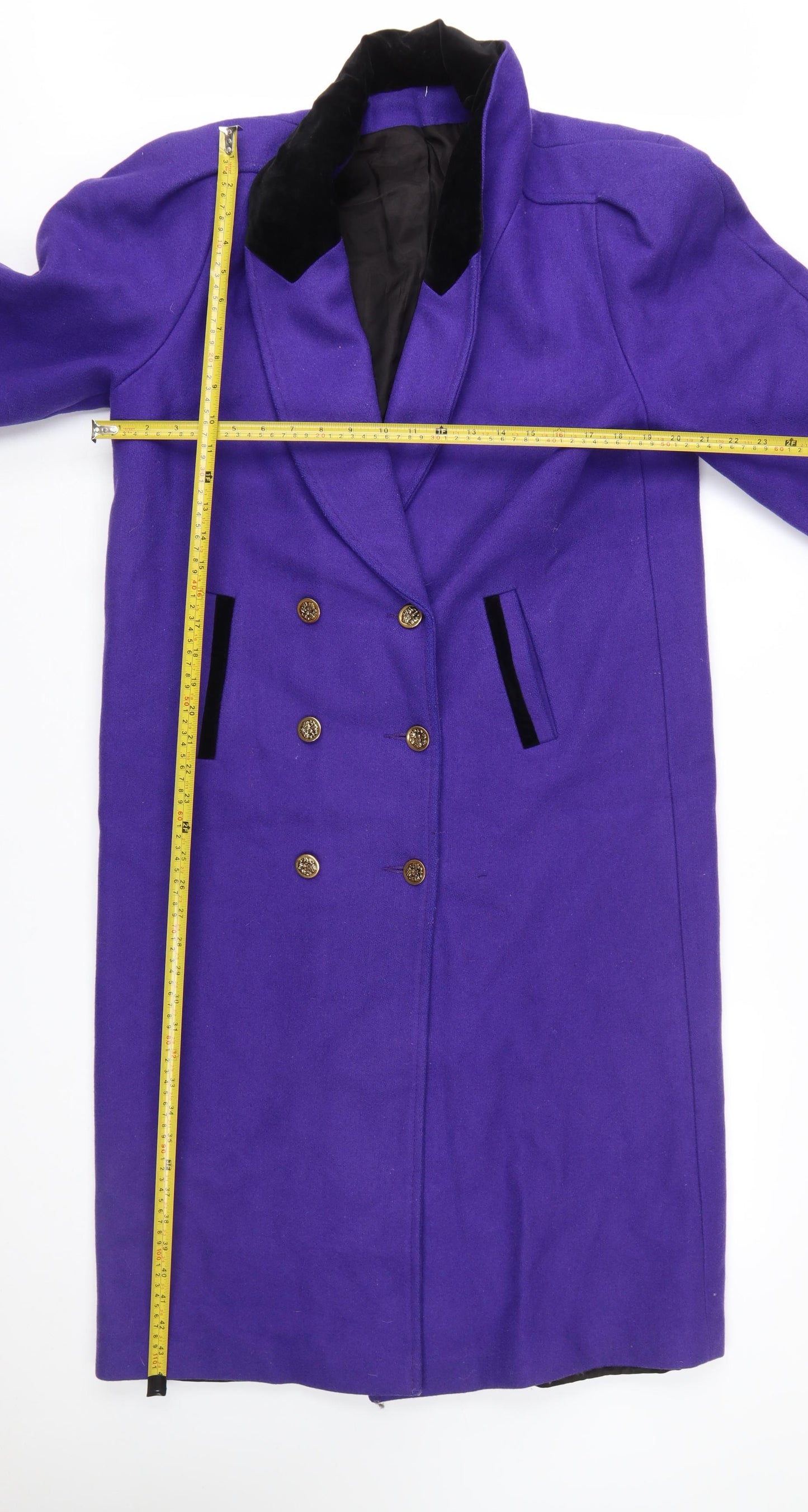 Emblem Women’s Purple Wool Blend Long Double Breasted Overcoat Size 10
