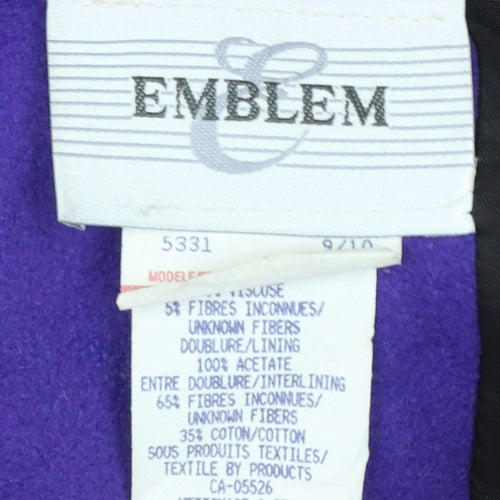 Emblem Women’s Purple Wool Blend Long Double Breasted Overcoat Size 10