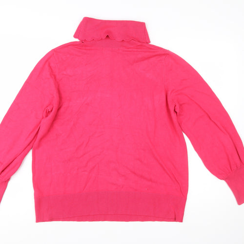 Monsoon Women’s Pink Roll Neck Knit Jumper L Long Sleeve
