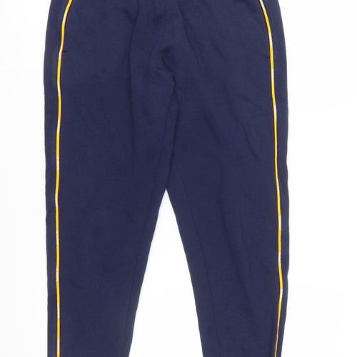 Reebok Womens Navy XS Jogger Sweatpants Cotton Blend with Yellow Trim