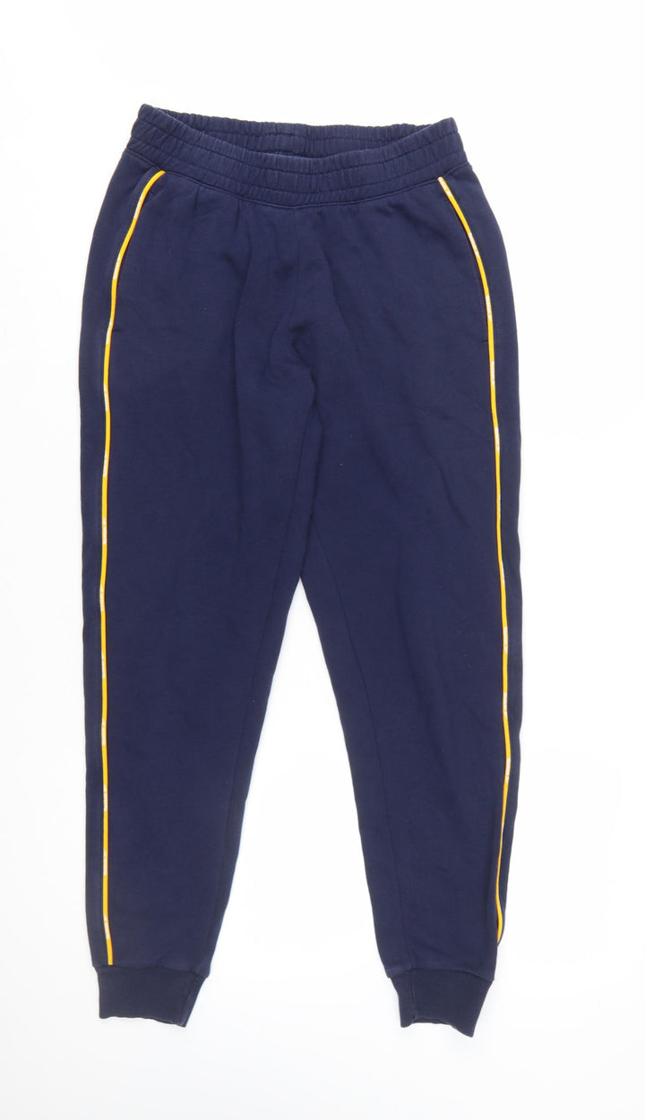 Reebok Womens Navy XS Jogger Sweatpants Cotton Blend with Yellow Trim
