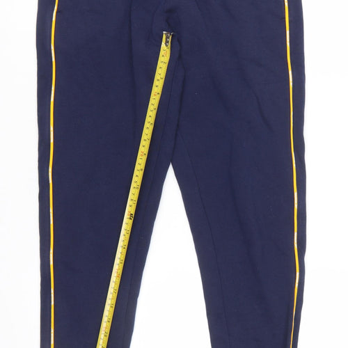 Reebok Womens Navy XS Jogger Sweatpants Cotton Blend with Yellow Trim
