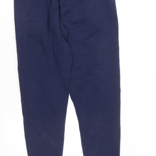 Reebok Womens Navy XS Jogger Sweatpants Cotton Blend with Yellow Trim