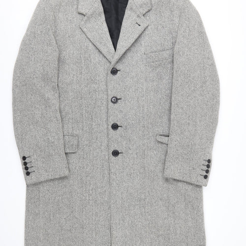 Claudio Vertase Men's Grey Wool Overcoat Size 52 Regular Fit