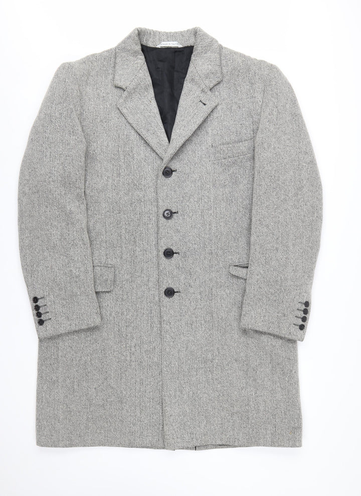 Claudio Vertase Men's Grey Wool Overcoat Size 52 Regular Fit