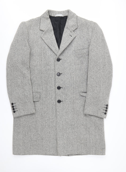 Claudio Vertase Men's Grey Wool Overcoat Size 52 Regular Fit
