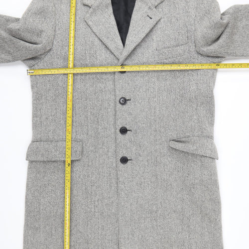 Claudio Vertase Men's Grey Wool Overcoat Size 52 Regular Fit