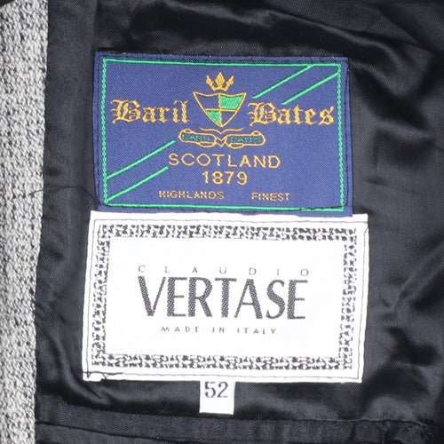 Claudio Vertase Men's Grey Wool Overcoat Size 52 Regular Fit